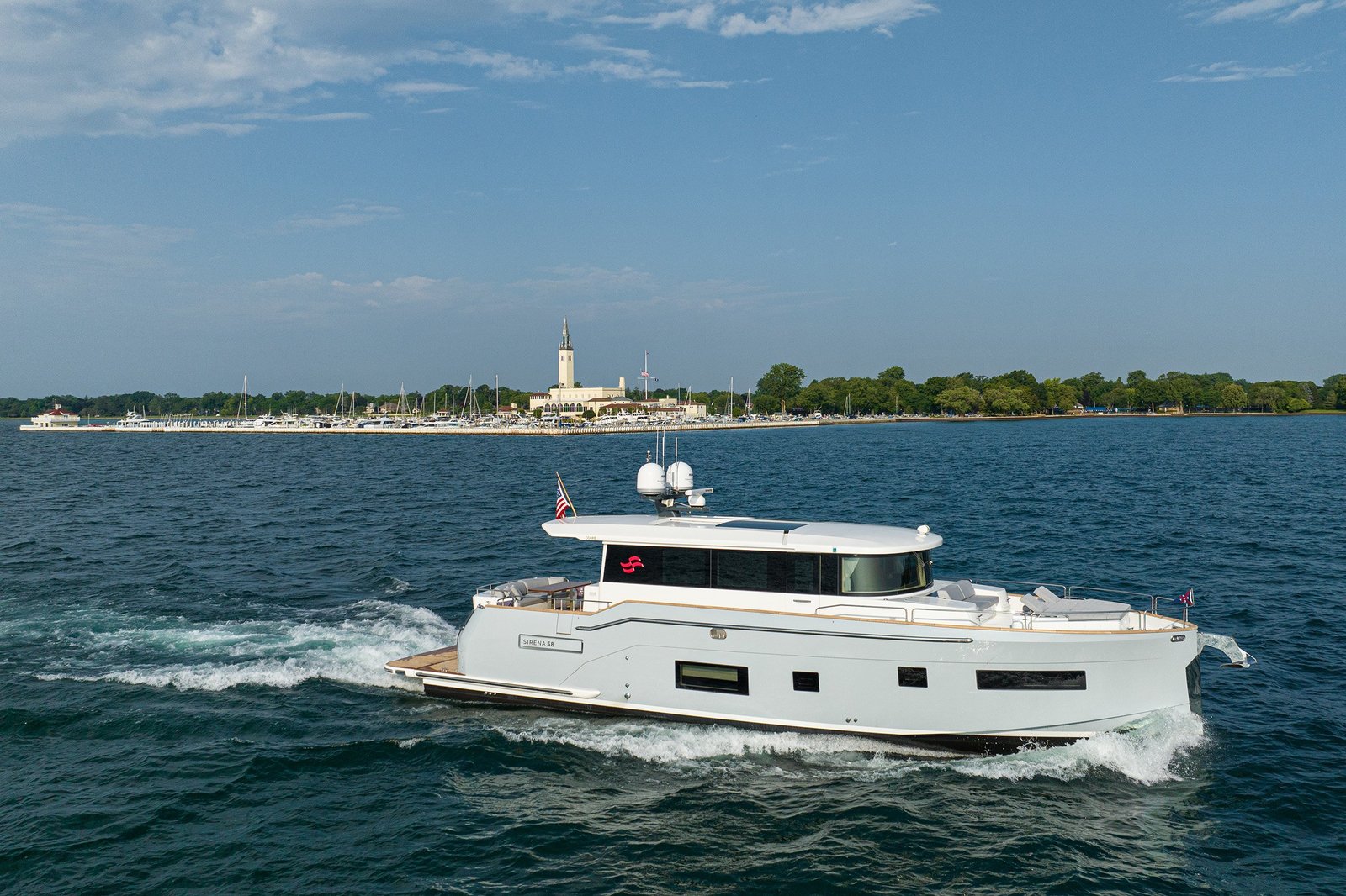 Luxury yacht aerial photography Michigan